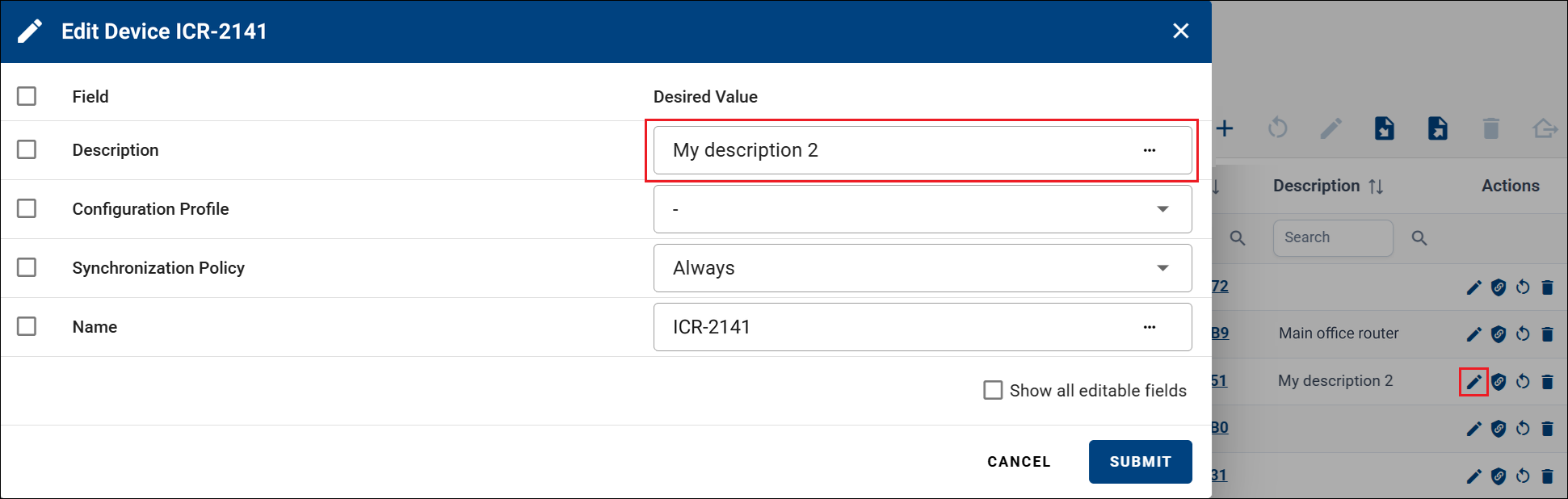 Edit a device description