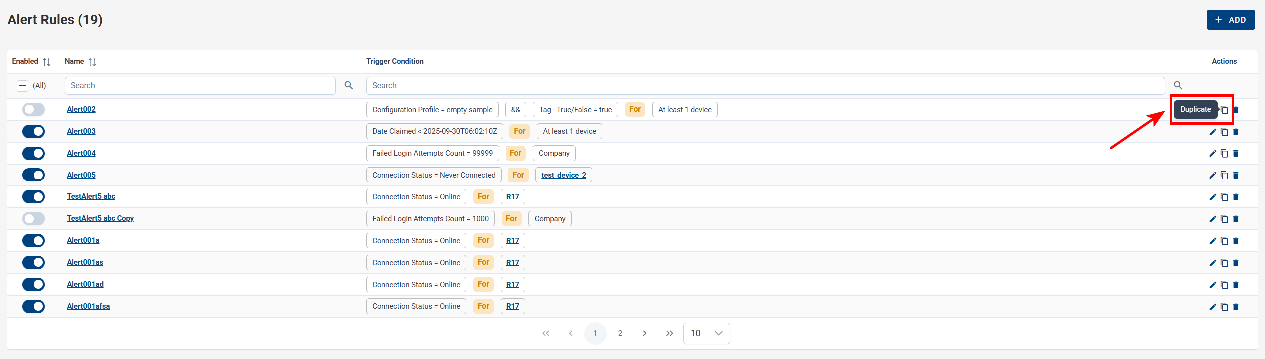 Manage Rules Alerts rule