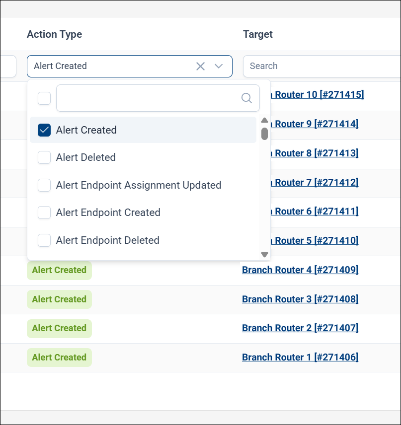 Filtering by Action Type