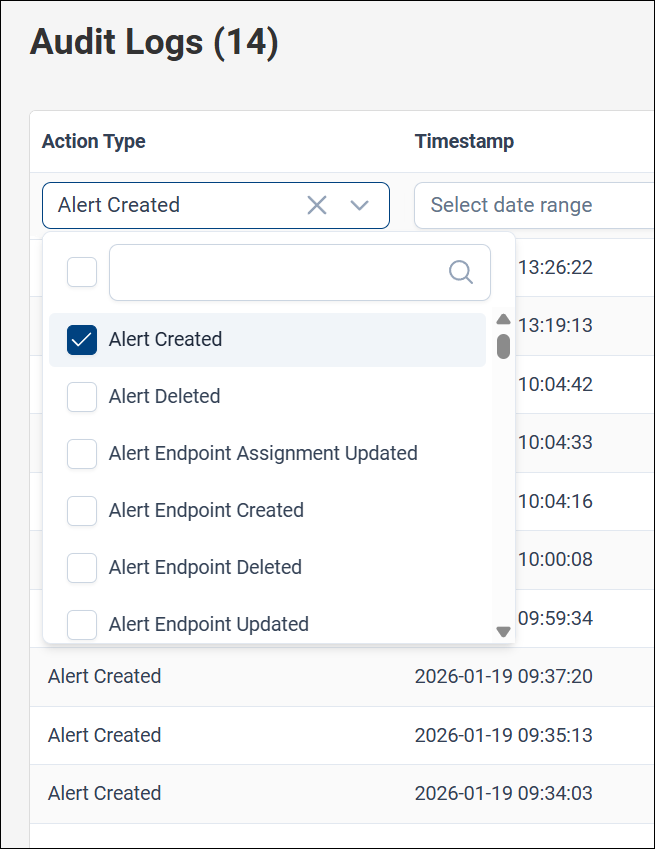 Filtering by Action Type