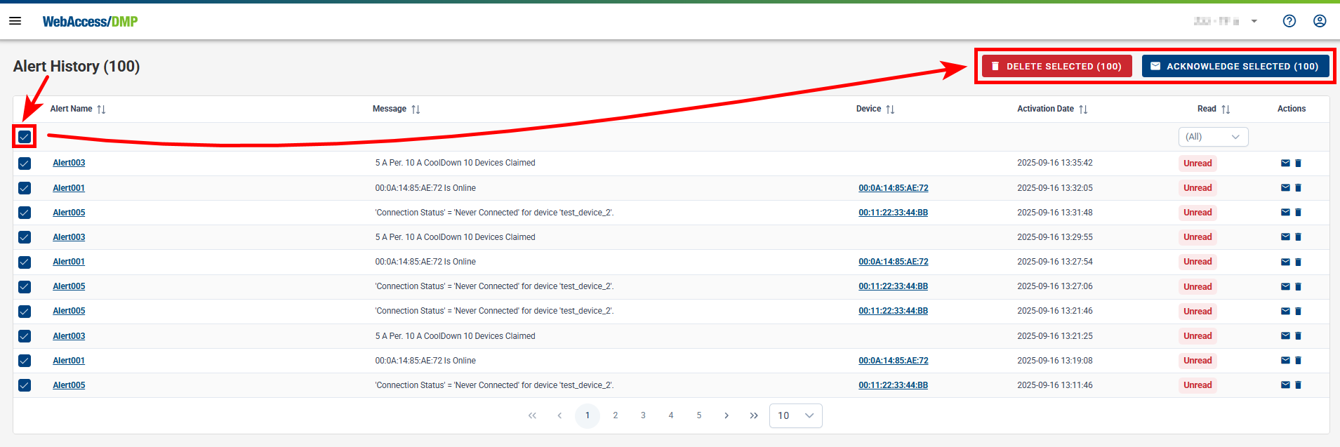 Alerts Delete Alerts delete