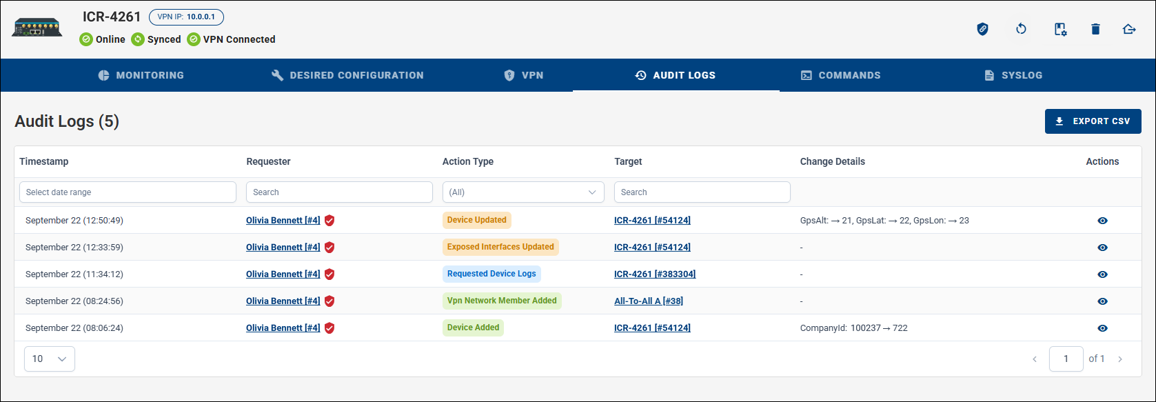 Device Audit Logs