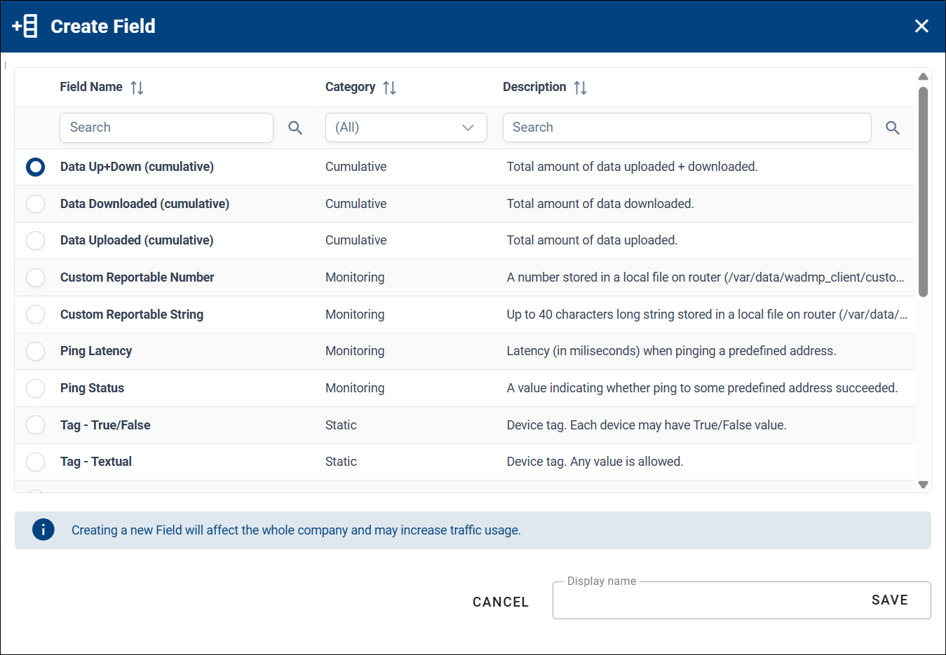 Configuration Fields