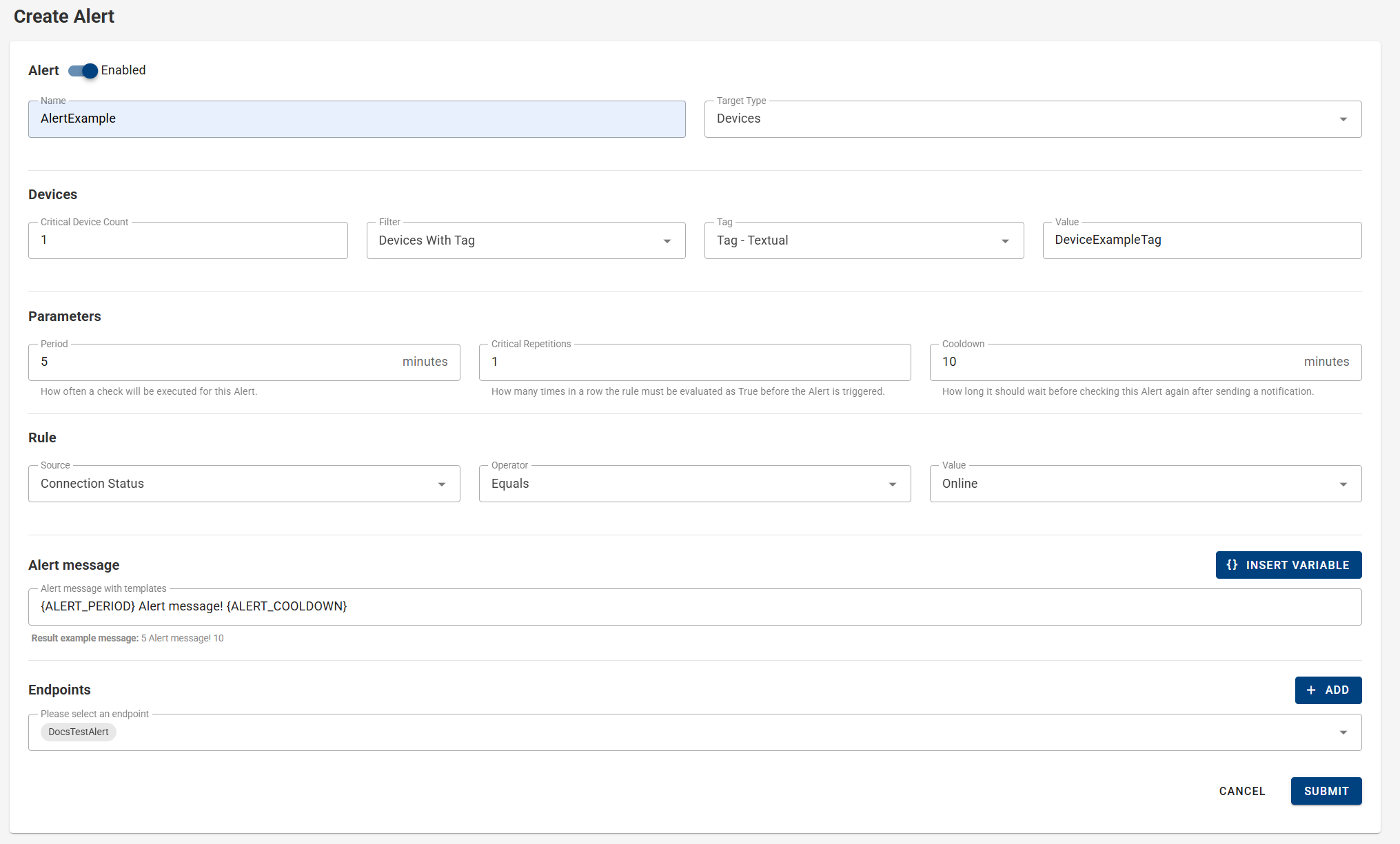 Alerts Rule Devices Details Alerts Rule Devices