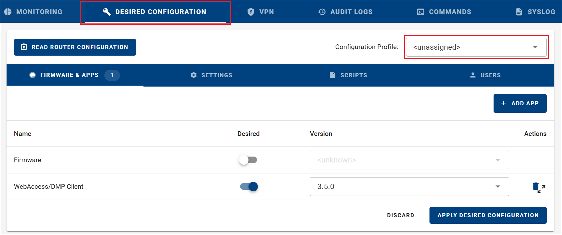 Desired Configuration