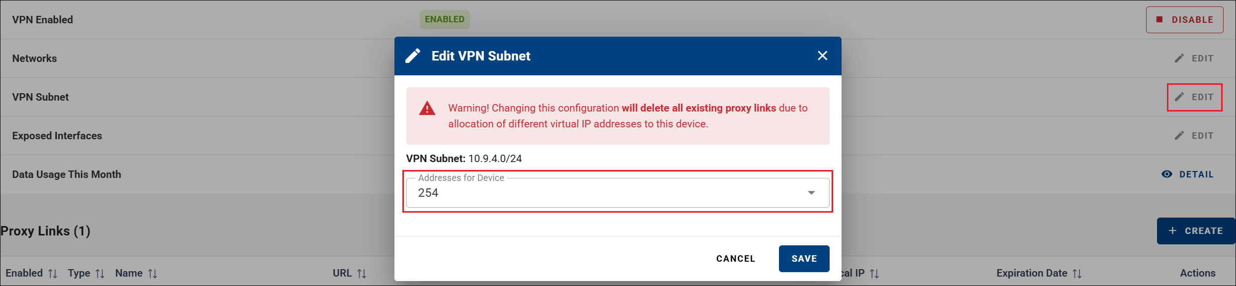 VPN Subnet option