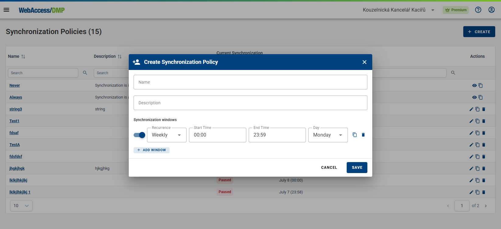 Create Synchronization Policy