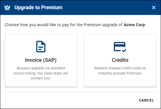 Upgrade to Premium payment method Choose how to pay for the upgrade